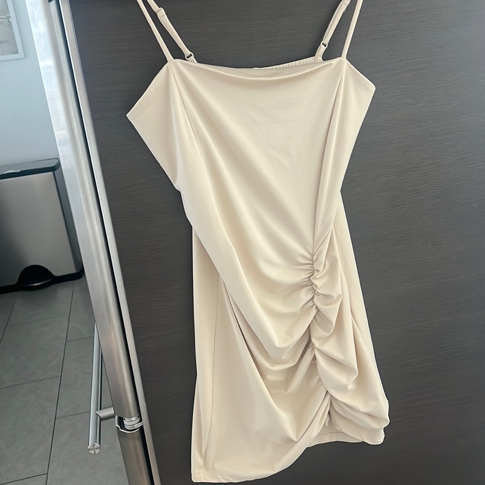 Mini cream dress with cinch waist size XS
